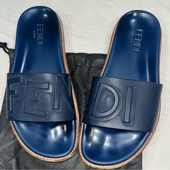 Fendi Navy Slides